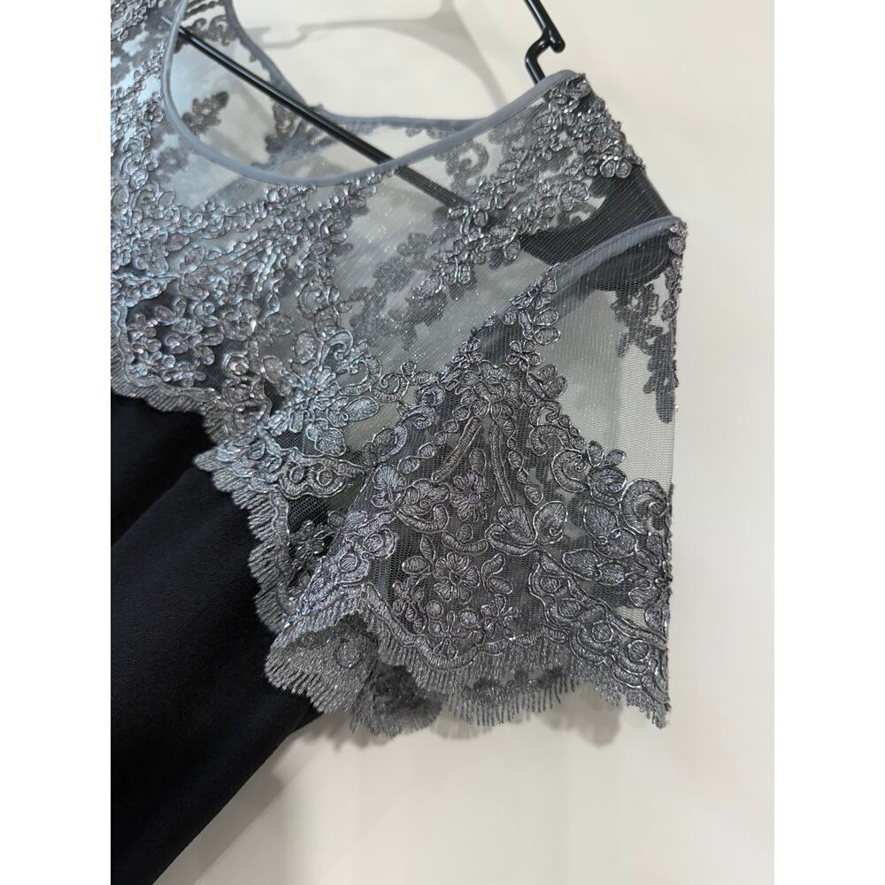 Elegant Black & Silver Lace Gown,Mother of the Bride | Full Formal Dress Size 14 - Picture 8 of 9